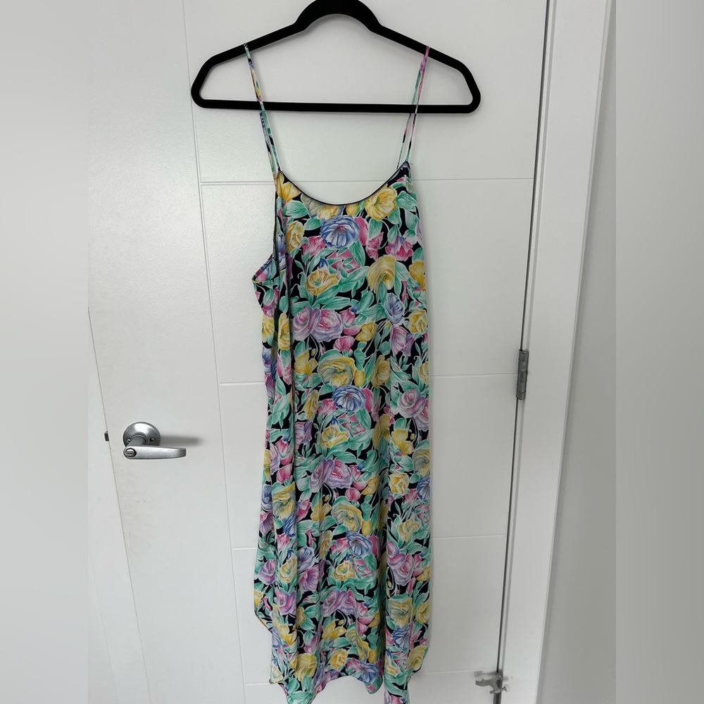 Rare 80s Vintage Christian Dior Floral Maxi Slip Designer Dress